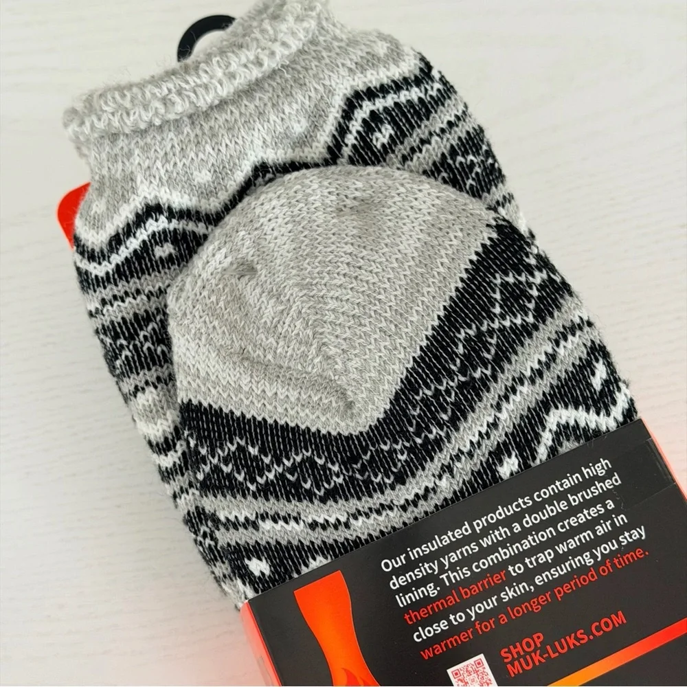 Muk Luks Black and White Snowflake Thermal Socks